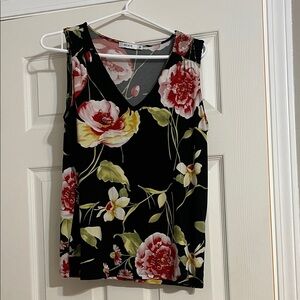 Ricki's Black Floral Tank Top with Red and Yellow Accents